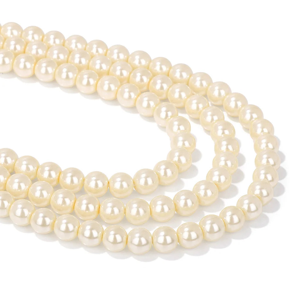 6/8/10MM Round Shell Pearl Bead Colorful Imitation Pearls Loose Spacer Beads For Jewelry Making Elegant Necklace Bracelet DIY