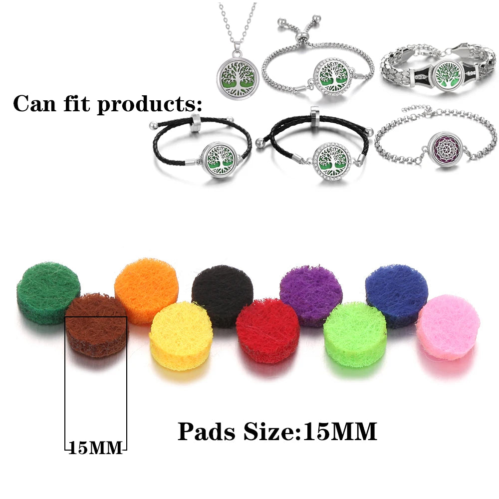 100PCS Wholesale Aromatherapy Pads for Necklace Bracelet 25mm 30mm Mixed Colorful Spacers Round Diffuser Thick Felt Refill Pads