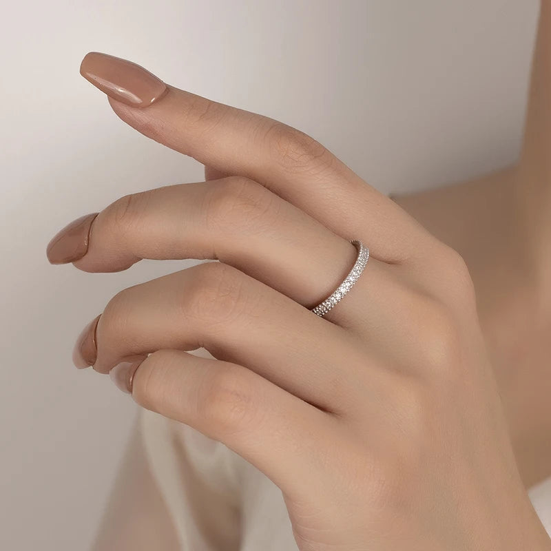 PERFANY All Moissanite Ring for Women S925 Pure Silver Shining GRA Laboratory Diamond Stackable Ring Fashion Wedding Jewelry - Madeinsea©