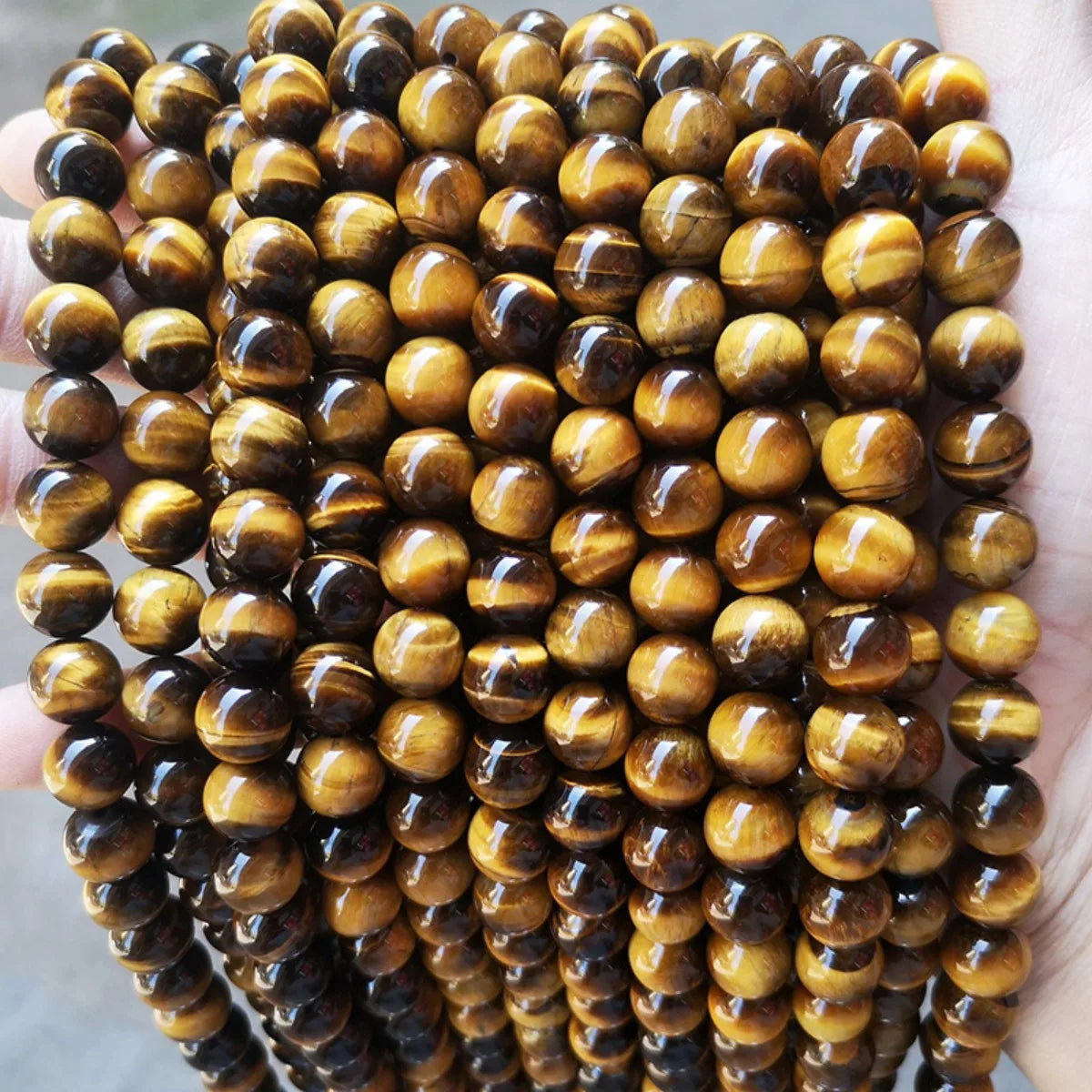 Perles rondes en œil de tigre naturel, 6/8/10 mm, pour la création de bijoux et bracelets à breloques.