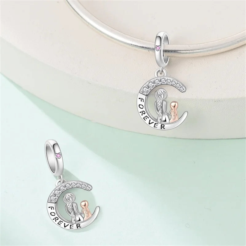 New 100% 925 Sterling Silver Father's Day Mother's Day Warm Family Charms Beads Fit Original Bracelets DIY Jewelry Festival Gift