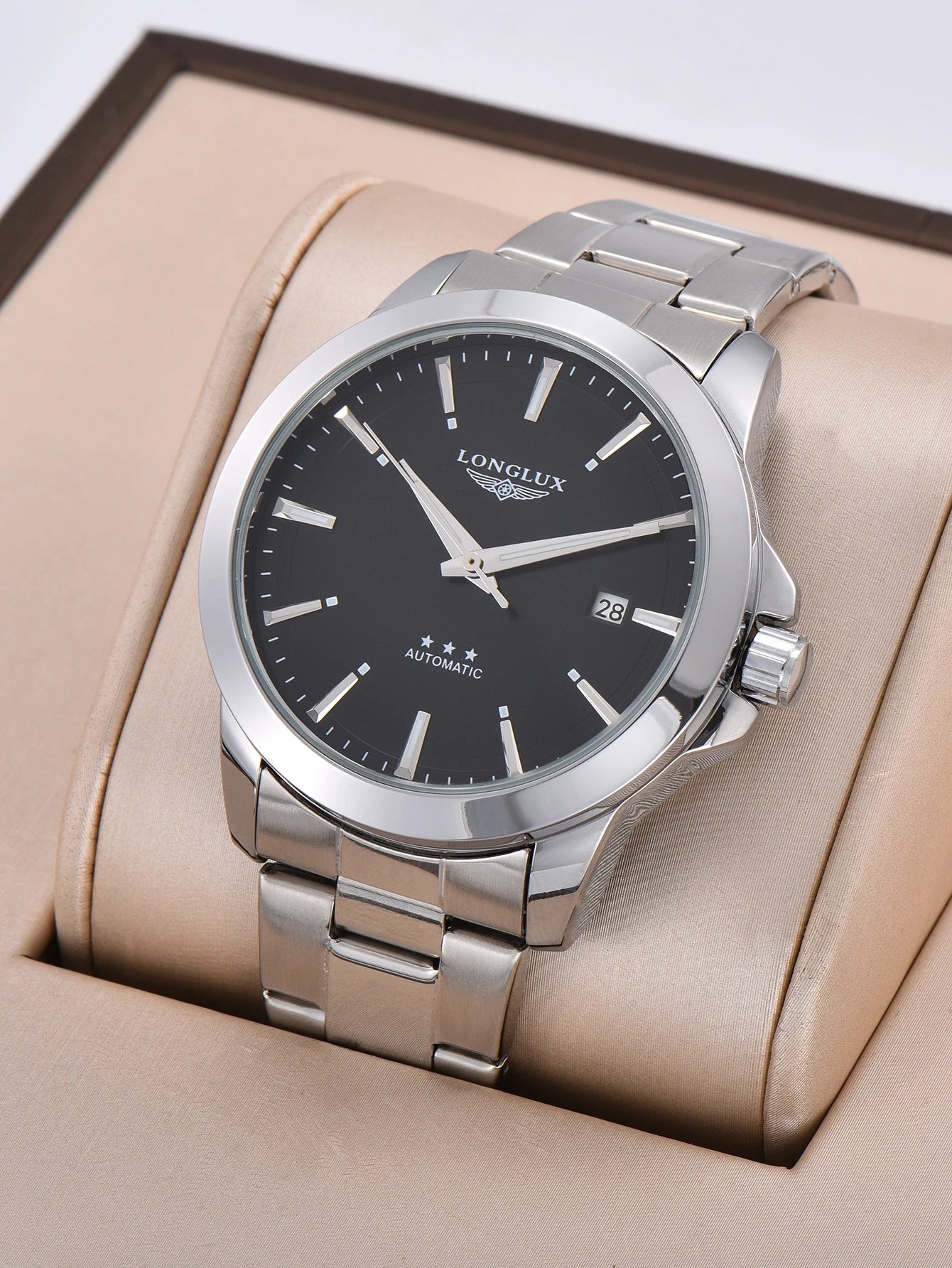 Automatic watch business minimalist modern style date mechanical watches stainless steel waterproof luminous mens watch men gift