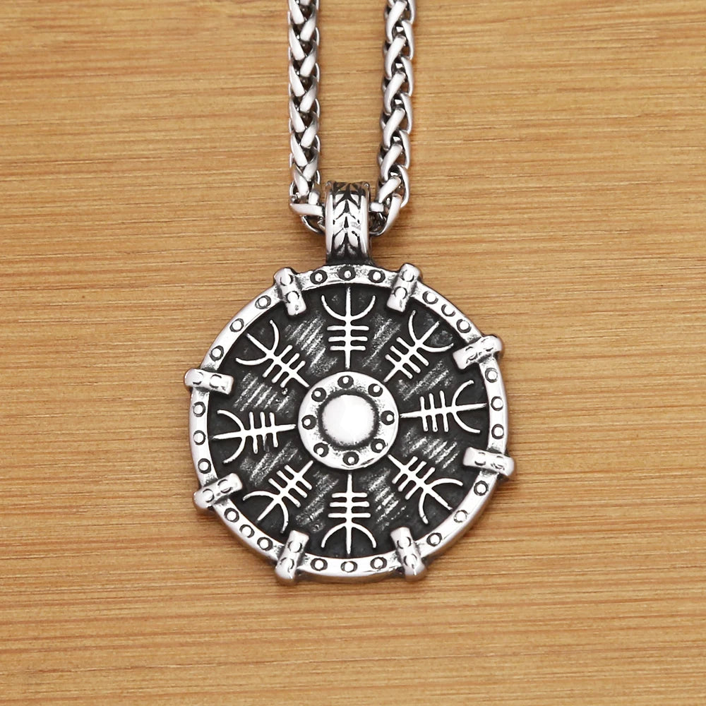 Collier avec pendentif boussole runique Viking nordique pour homme, collier amulette Viking simple en acier inoxydable, bijoux à breloques, cadeaux