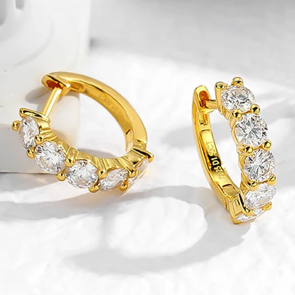 Serenity 4mm D Color Moissanite Earrings For Women Gift 100% S925 Sterling Silver Plated 18K Sparkling Lab Diamond Hoop Earrings
