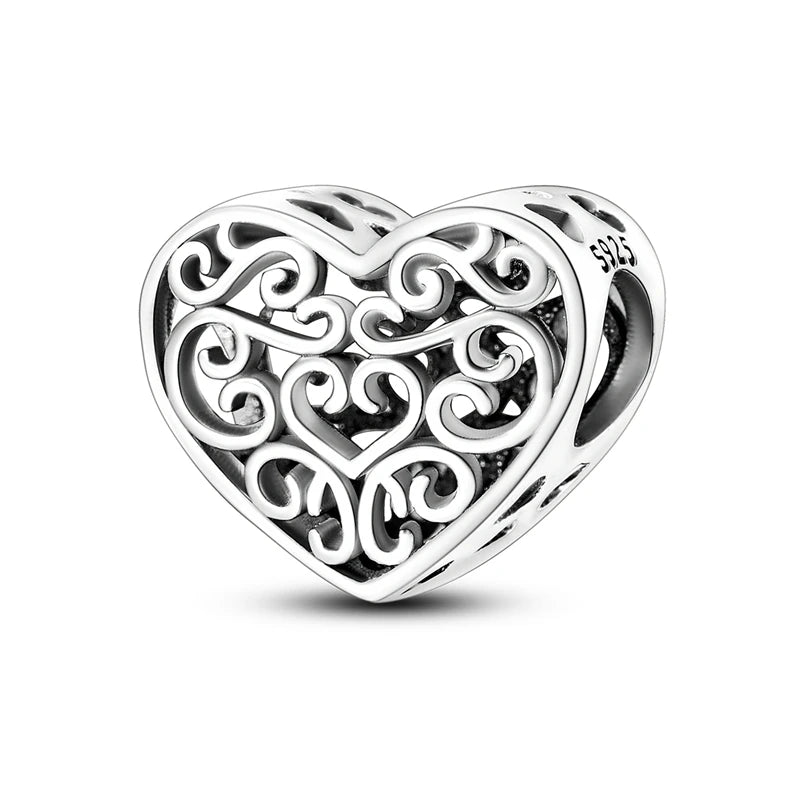 New 925 Sterling Silver Charm Love Heart Warm Family Series Beads Fit Original Charms Bracelets Pendant DIY Jewelry Gift - Madeinsea©