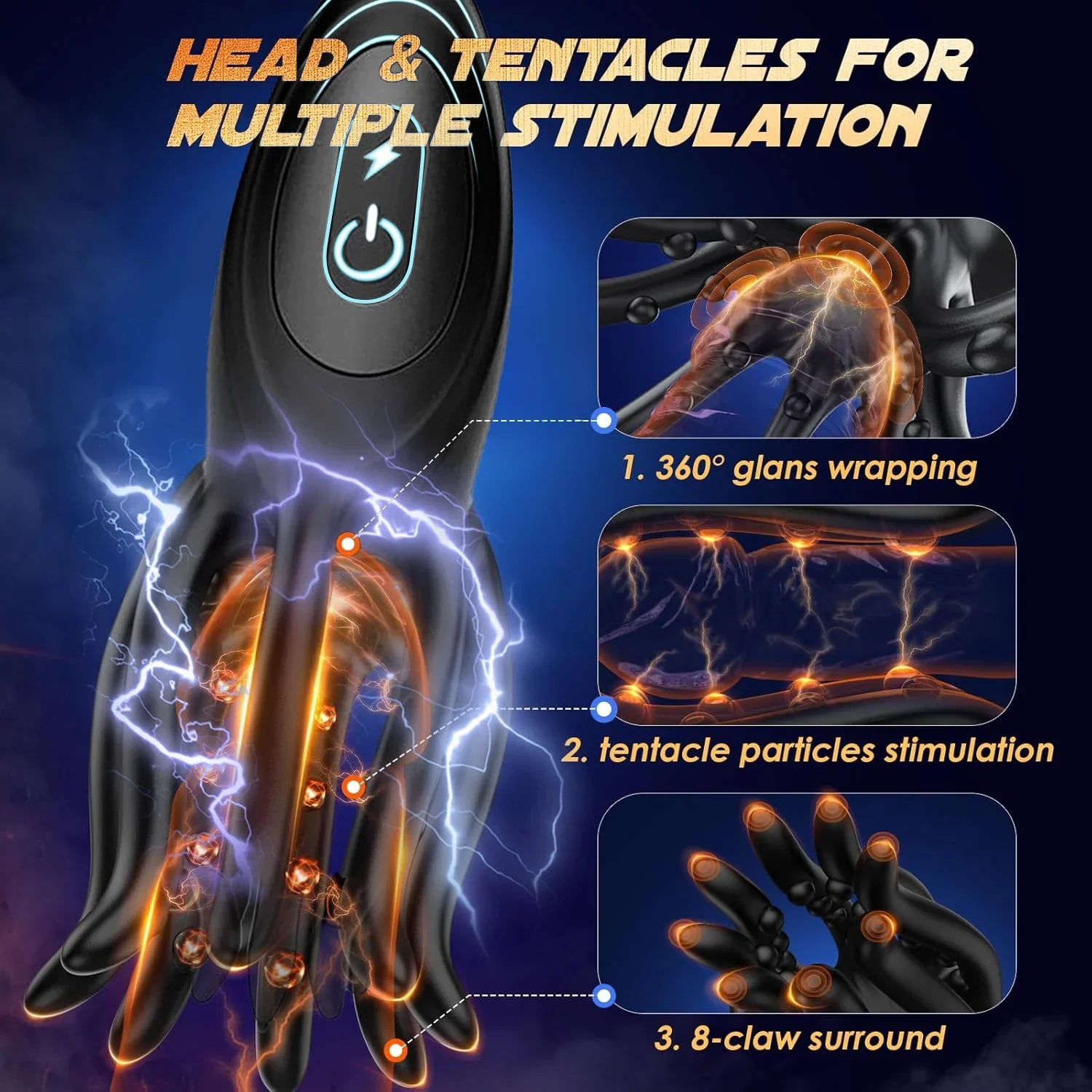 Electric Shock Male Vibrator Penis Glans Stimulator with 9 Vibrations Delay Training Exerciser Extender for Male Masturbation