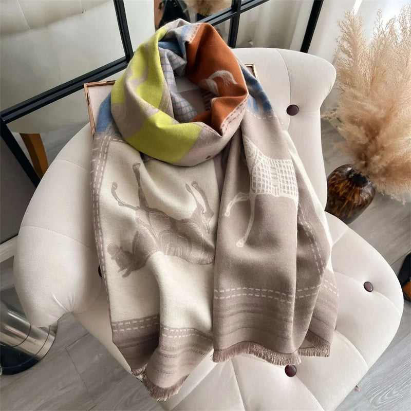 Cashmere Scarf for Women Thick Warm Winter Blanket Brand Female Luxury Quality Shawl Wrap Bufanda 2024 Poncho Echarpe Pashmina - Madeinsea©