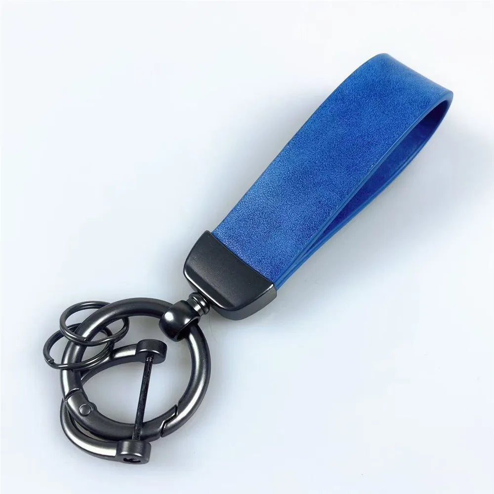 MKENDN Luxury Leather Men Keychain Black Clasp DIY Creative Waist Hanging KeyChain Best Gift Key Ring jewelry Gift