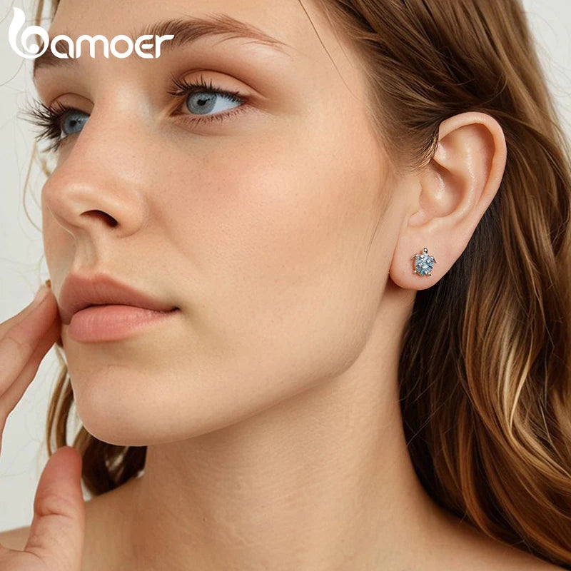 BAMOER Ohrstecker aus 925 Sterling Silber mit Meeresschildkrötenmotiv für Damen und Mädchen, niedlicher Schmuck mit Tiermotiv, hypoallergen