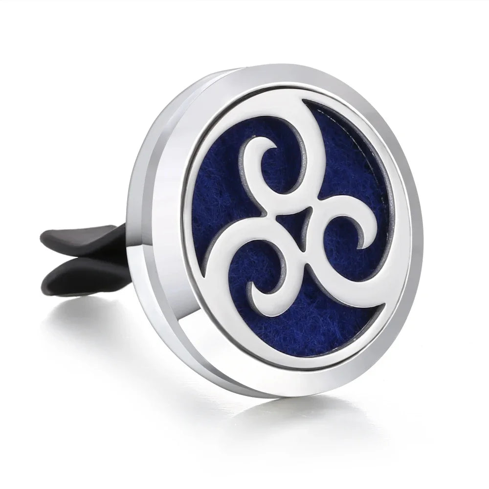 New Aromatherapy Car Perfume Diffuser Stainless Steel 30mm Magnetic Aroma Diffuser Locket Car Air Freshener Vent Clip + 1pcs Pad