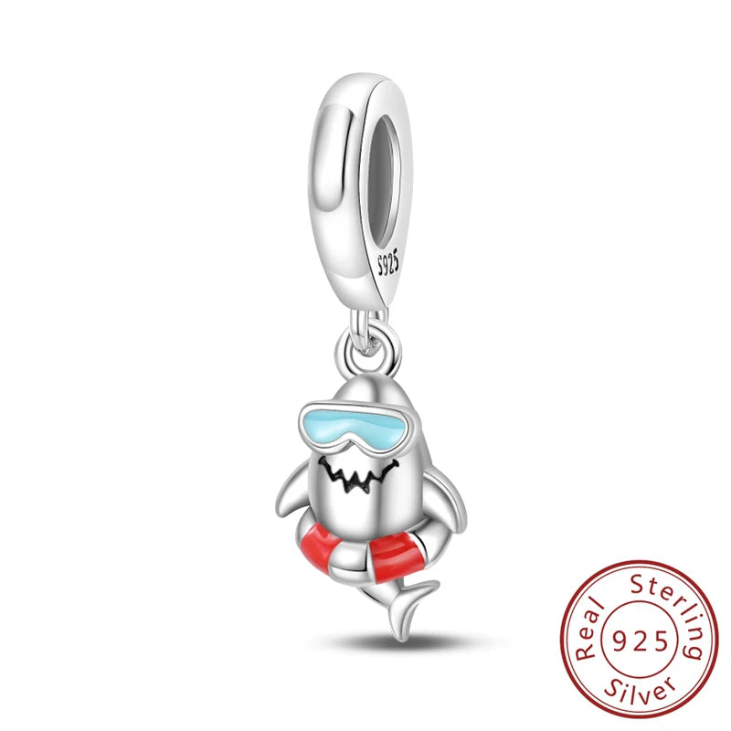 100% 925 Sterling Silver Tortoise Starfish Coconut Luminous Ocean Surfing Charms Beads Fit 925 Original Bracelets DIY Jewelry