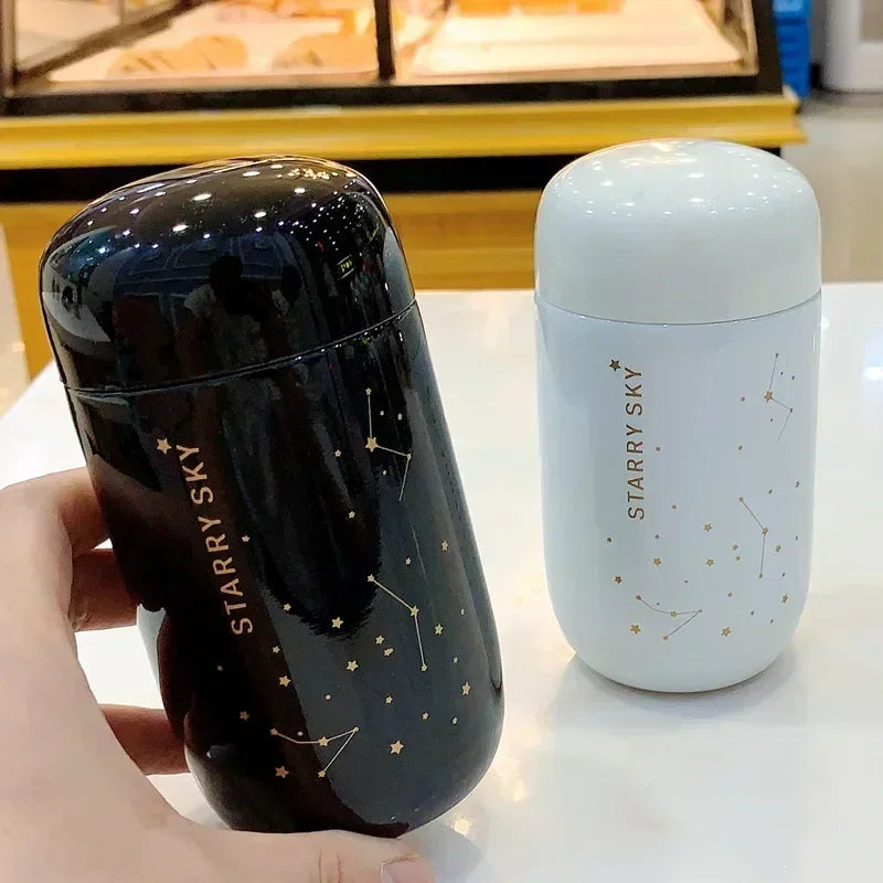 Thermos Bottle Starry Sky Mini Small Capacity Leakproof Coffee Mug 304 Stainless Steel Vacuum Flask 200ML Thermo Bottle New