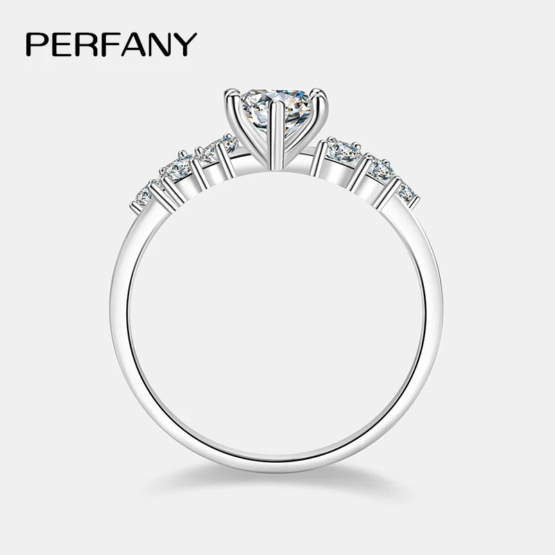 PERFANY 0.5CT Women's Moissanite Ring S925 Pure Silver Shining Laboratory Diamond Wedding Band Luxury Wedding Jewelry