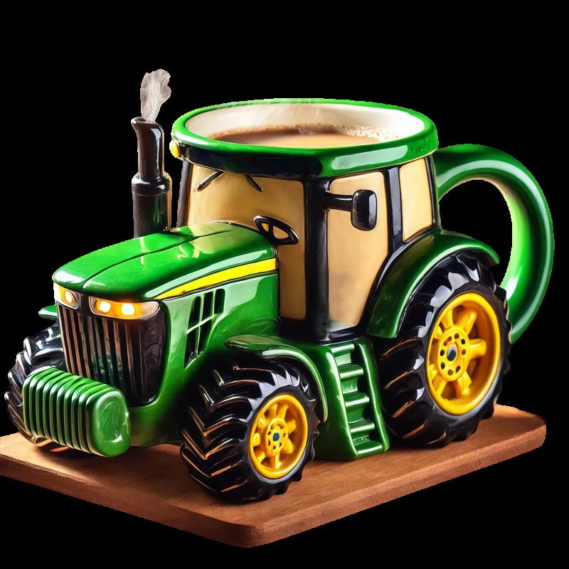 Vintage Green Tractor Farm Equipment Themed Mugs Retro Agriculture Design Coffee Mug for Farmers And Agriculture Lovers