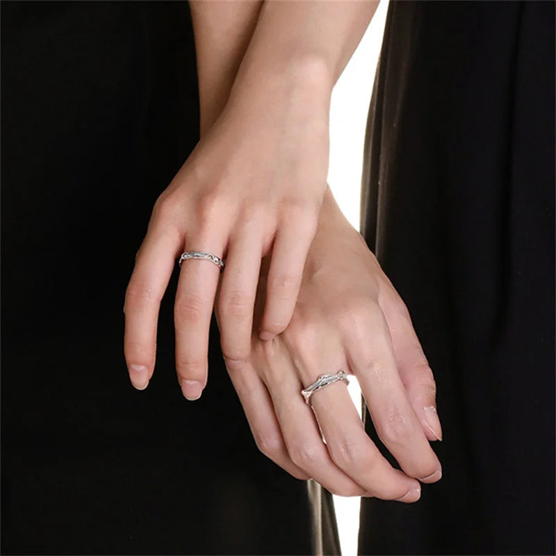 Fresh Green Irregular Ripple Dropped Adhesive Open Ring For Men Jewelry Trendy 925 Silver Couple Rings Male Finger Accessories