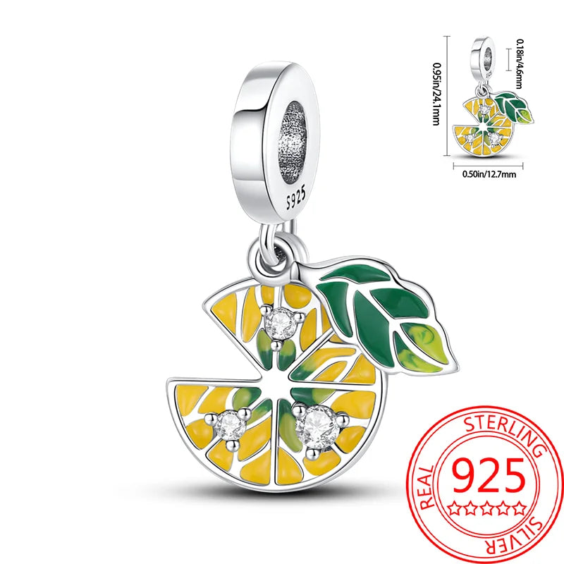 925 Sterling Silver Charm Green Monstera Leaves Charm Fit Bracelet Original Charm Bead for Women Jewelry DIY Making Fine Gift