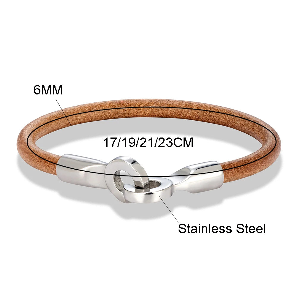 High Quality Stainless Steel Handcuff Bracelet For Women Men Primary Color Cowhide Bracelet Menottes Bijoux Couple Bracelet