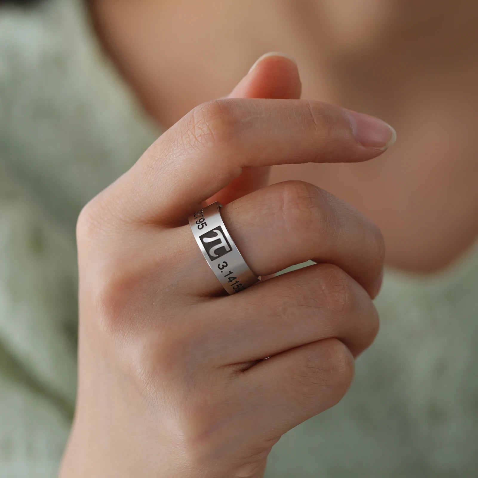 Dreamtimes π Pi Symbol Ring Vintage Greek Letter Stainless Steel 3.1415926 Ring Math Lover Party Jewelry