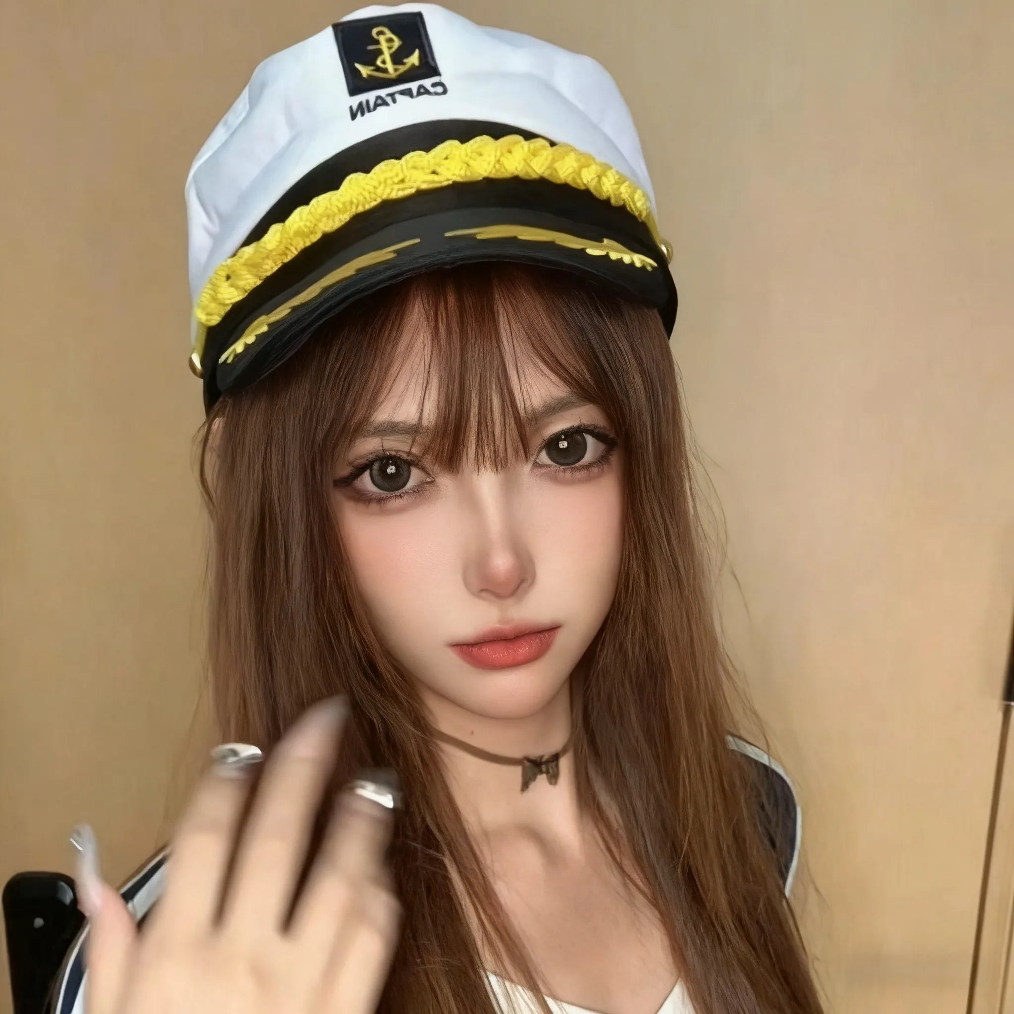 VENEZIA-Captain Navy Blue Cap, Striped Navy CapBurning man Party Cap for Cruise Ship Party，Adult Party，Cosplay，Outdoor