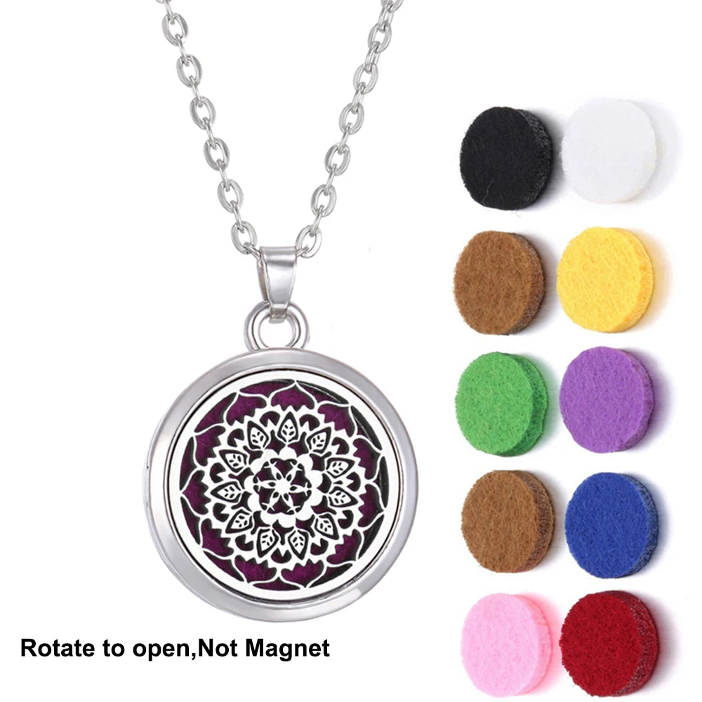 2023 New Aromatherapy Necklace Diffuser Pendant Aroma Jewelry Thread Rotate Open Locket Perfume Essential Oil Diffuser Necklace