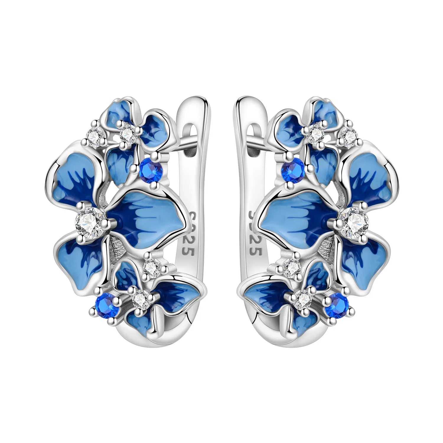 PANPOKI S925 Sterling Silver Golden Cherry Blossom Butterfly Earrings Hoop Earrings For Women Jewelry Original Party Gifts