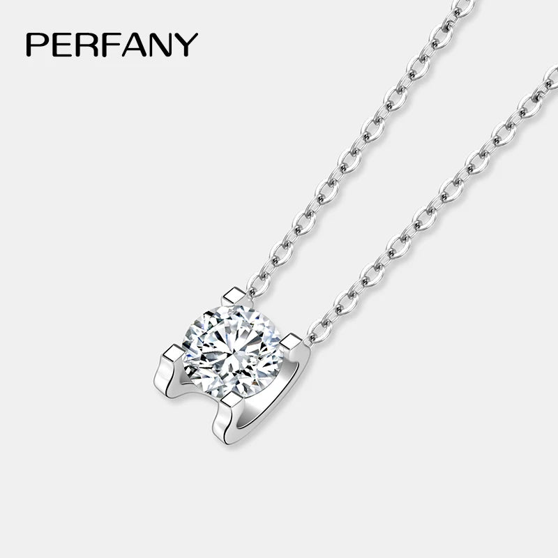 PERFANY 0.5-2CT Moissanite Necklace for Women S925 Pure Silver Classic Bull Head Laboratory Diamond Pendant Luxury Jewelry - Madeinsea©