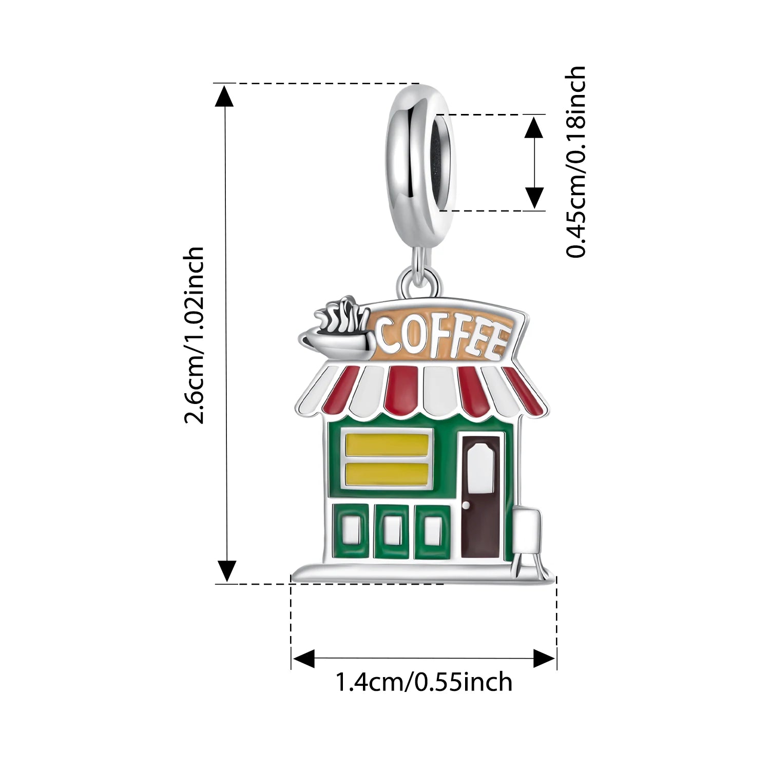 BISAER 925 Sterling Silver Coffee Cup Charm Bead Cafe Coffee Bean Pizza Pendant For Women DIY Bracelet & Necklace Fine Jewelry