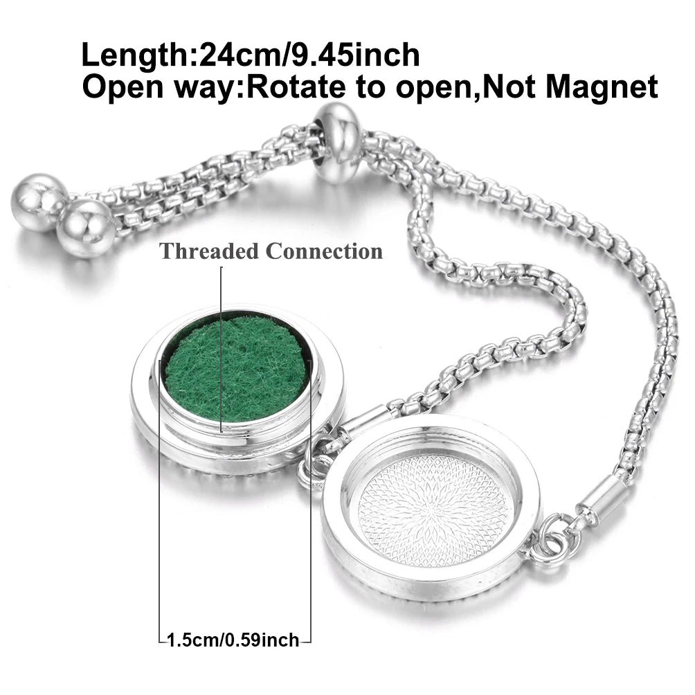 New Love Heart Aromatherapy Bracelet Bangle Adjustable Chain Perfume Essential Oil Diffuser Bracelet Women DIY Locket Jewelry