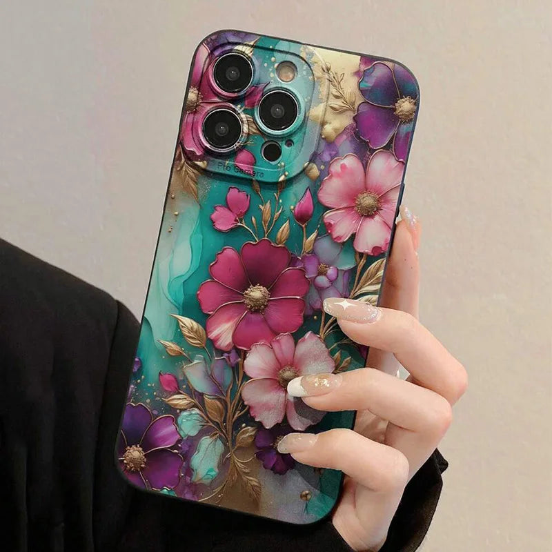 Vintage Floral Pattern Soft TPU Phone Case for Xiaomi 15 13 12 11 Lite 5G 14 14T 13T 12T Poco X7 F6 F5 X6 X5 X3 M6 Pro 4G Cover