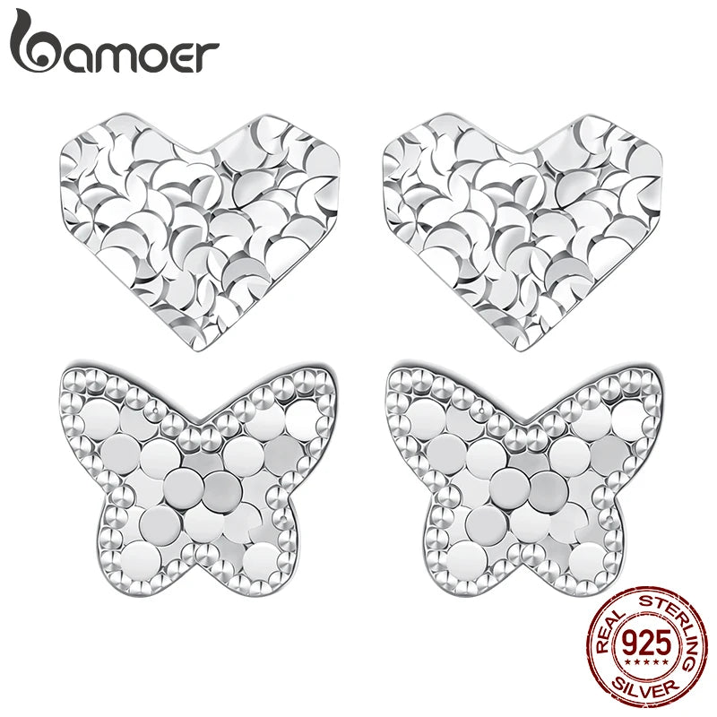 BAMOER Funkelnde, polierte Herzohrstecker, glänzende Schuppenohrringe für gestochene Finger, Damen und Mädchen, glitzernder Schmuck, Modeaccessoires