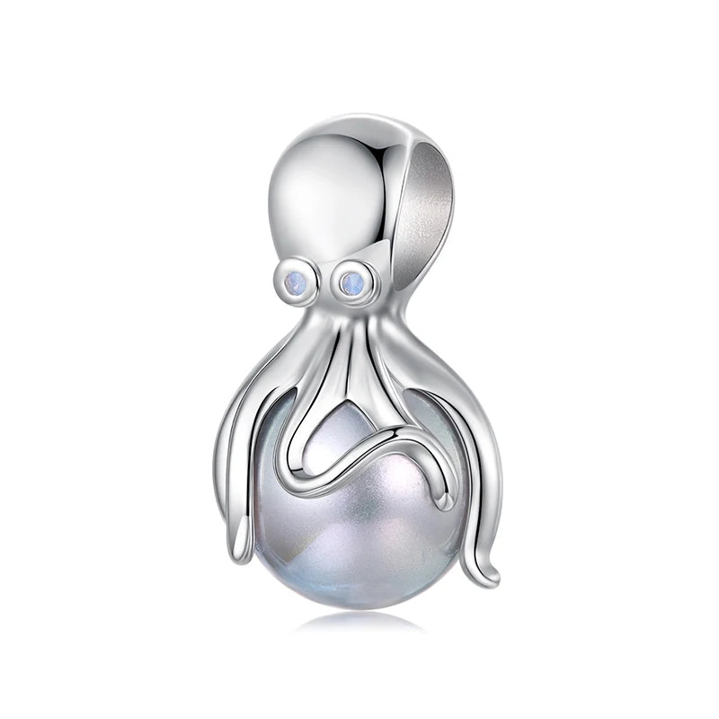 BAMOER 2025 Ocean Series Solid 925 Sterling Silver Turtle Octopus Jellyfish Seahorse Charm fit Original Bracelet DIY Accessories