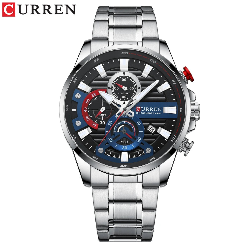 CURREN Sports Casual Quartz Wristwatches with Chronograph Fashion Stainless Steel Men's Watch Auto Date Clock Male - Madeinsea©
