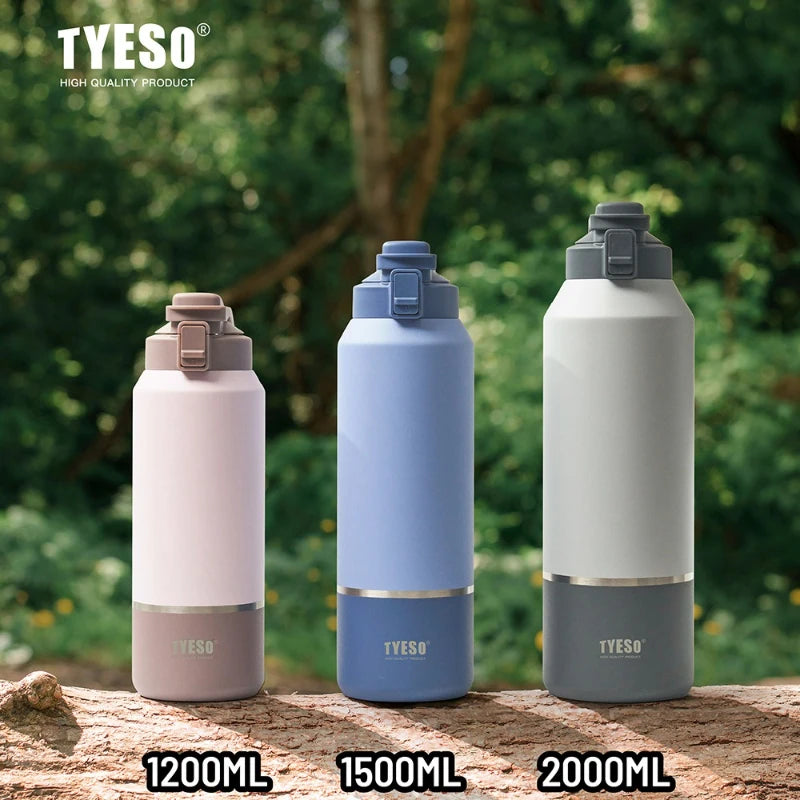 Tyeso Large Capacity Stainless Steel Insulated Water Bottle 24H Hot/Cold Retention Travel Mug with Handle Outdoor Sports Thermos