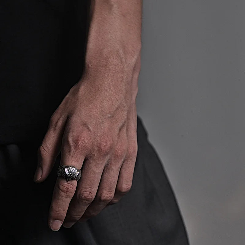 Buyee 925 Sterling Silber Großer Ring Finger Niedliche Eule Offener Ring für Frauen Mann Mode Tier Rock Punk Feiner Schmuck Kreis