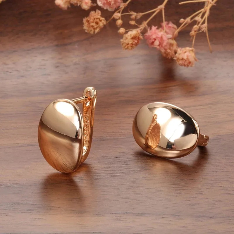 High Quality 14k rose gold Round Earrings Luxury Female Personality Wild Jewelry Brincos Orecchini Earring For Women