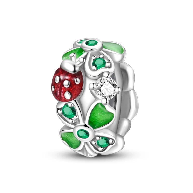 Springtime 925 Silver Gem Butterfly Dragonfly Flowers Charms Pendant Fit Pandach 925 Original Bracelets DIY Little Fresh Jewelry