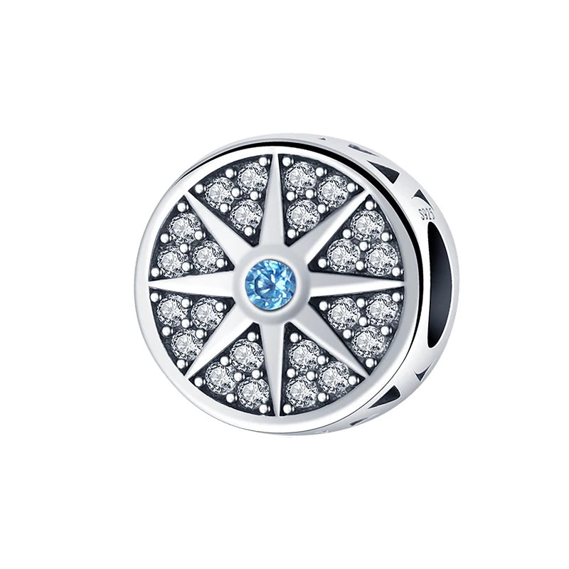 Genuine 925 Silver Evil Eye Blue Zircon Round Lucky Charms Beads Fit Pandach 925 Original Bracelets Fine DIY Birthday Jewelry