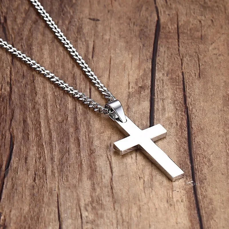 Classic Cross Pendant Necklace For Men Women 24inch Gold Silver Color Chain Necklace Fashion Christ Faith Prayer Jewelry Gifts