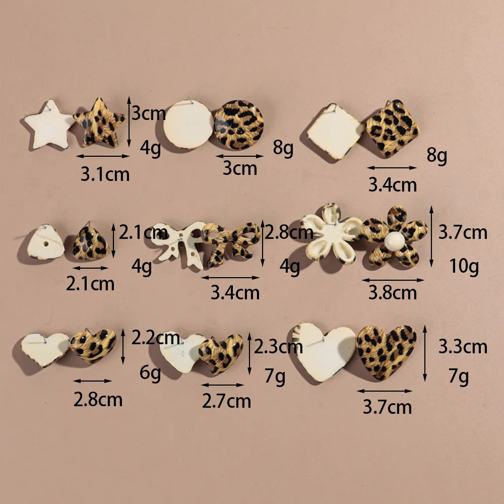 Fashion Acrylic Leopard Print Heart Star Multiple Shapes Earrings Resin Geometric Earring Woman 2024 Design Jewelry