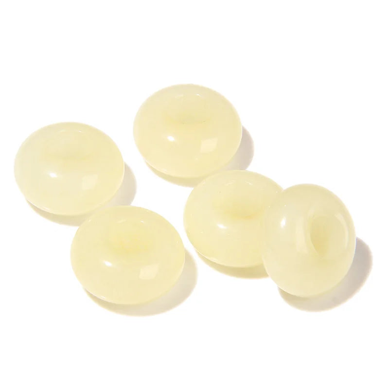 5PCS Natural Big Hole Round Abacus Bead 14mm Opal Tiger Eye Jade Hollow Stone Pendant For Jewelry Making Necklace Earrings DIY