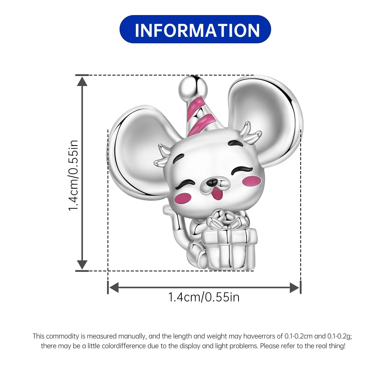 PANPOKI 925 Sterling Silver Cute Mouse Animal Beads Original Pendants Bracelet Charm Jewelry Party DIY Trendy Gifts