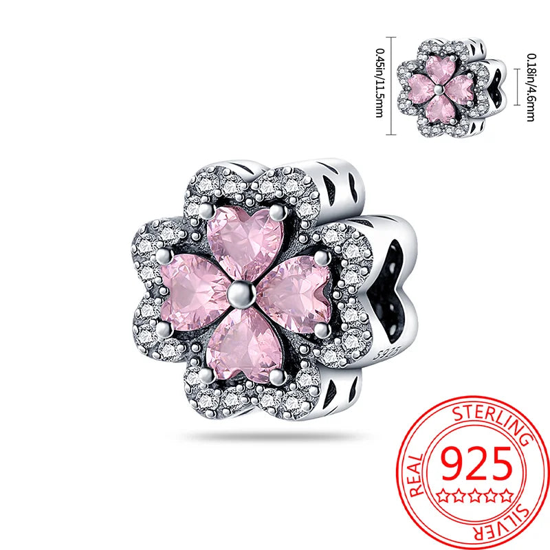 925 Sterling Silver Charm Green Monstera Leaves Charm Fit Bracelet Original Charm Bead for Women Jewelry DIY Making Fine Gift