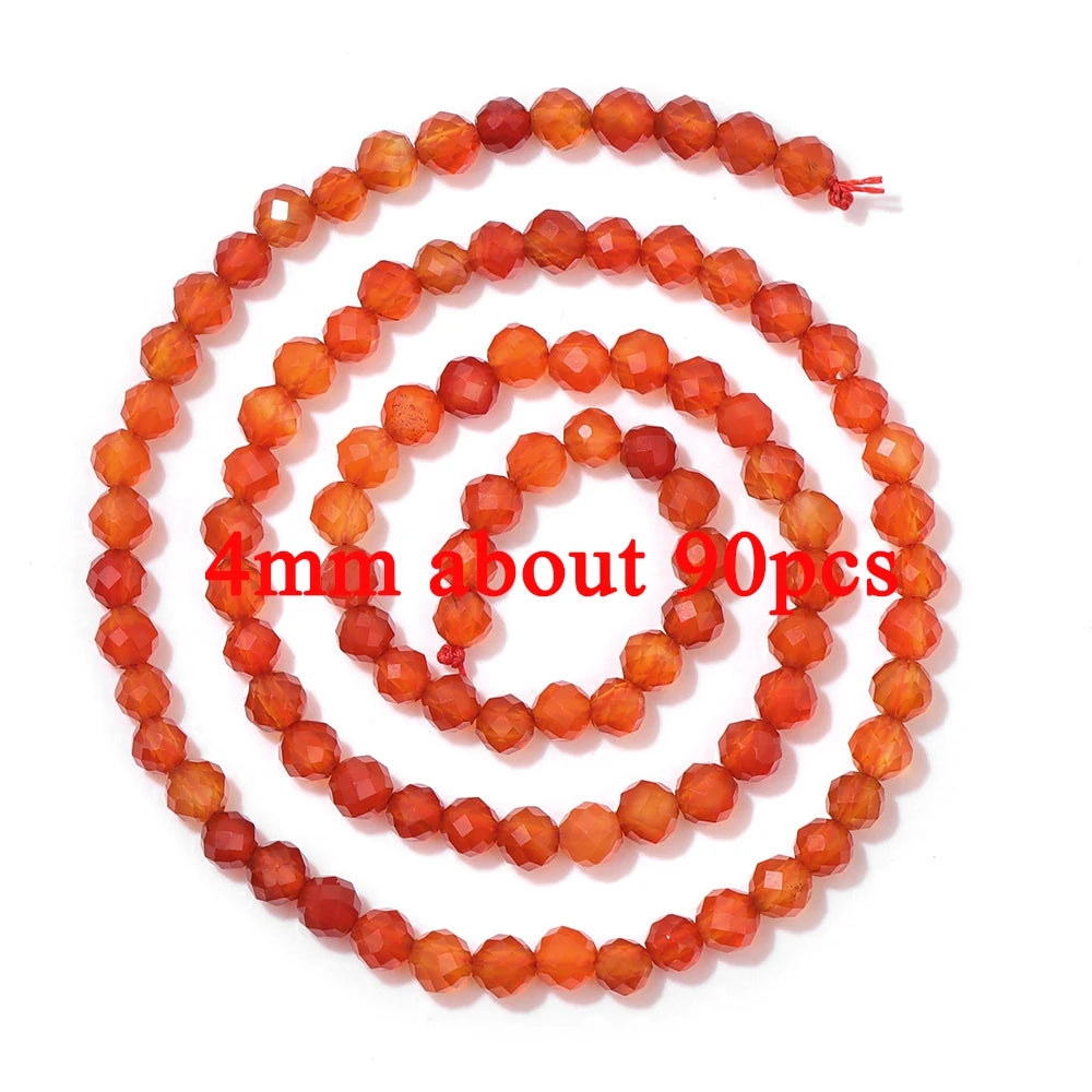 Wholesale Natural Red Carnelian Stone Bead Round Rondelle Coin Agat Loose Spacer Beads For Jewelry Making Bracelet Necklace DIY