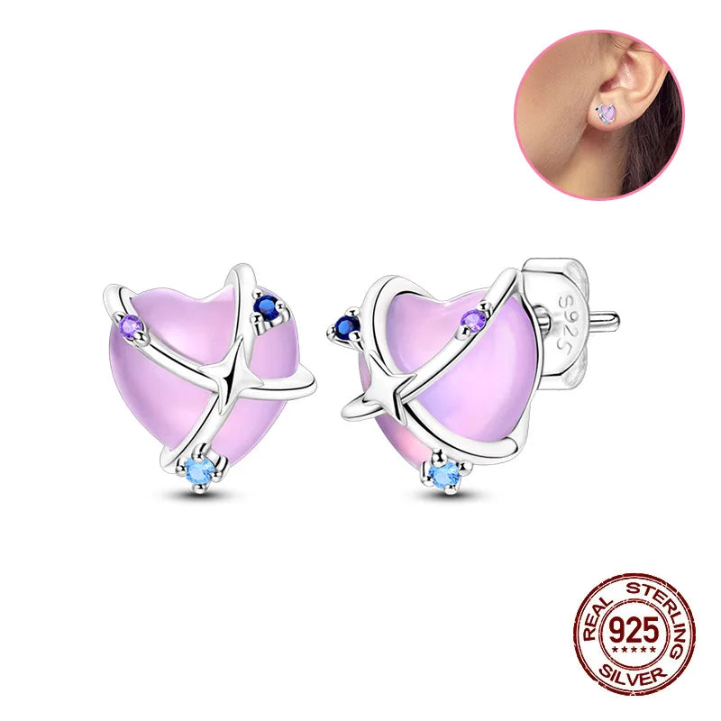 Crystal Zircon 100% 925 Sterling Silver Earrings Butterfly Zirconia Silver Stars Stud Earrings For Women Sterling Silver Jewelry