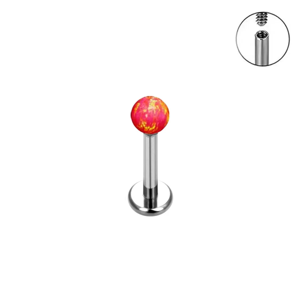 ASTM F136 Titanium Earrings Labret Colorful Opal Ball Sexy Nose Rings Lip Stud Ear Cartilage Tragus Piercing Body Jewelry