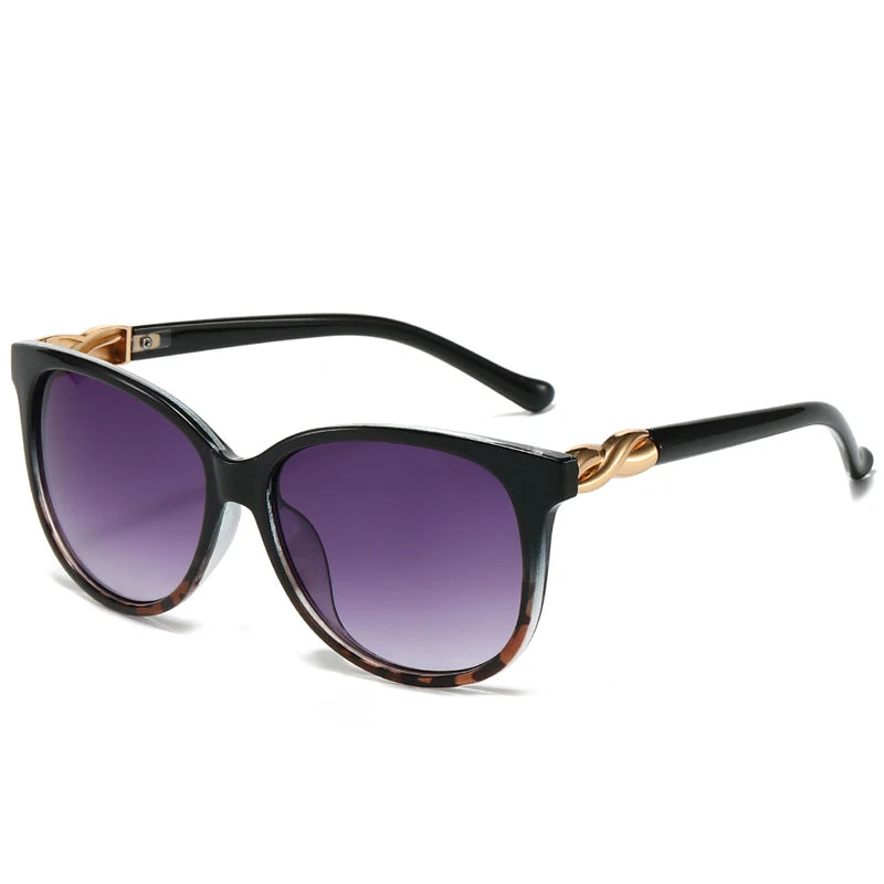 Elegant Ladies Cat Eye Sunglasses Women Luxury Brand Alloy Frame Twist Leg Shades Oversized Sun Glasses Female Outdoor Goggles