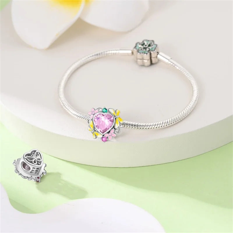 New 925 Silver Magic Zircon Butterfly Princess Angel Cat Pink Charms Beads Fit 3mm 925 Original Bracelet DIY Party Jewelry