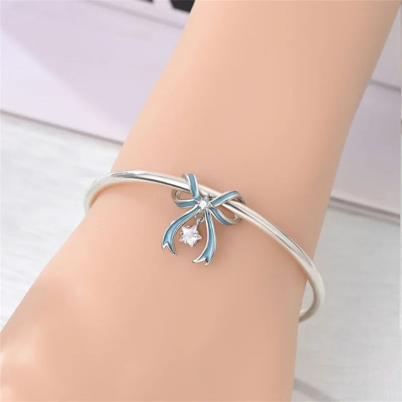 Fit Original 925 Sterling Silver Charms Beads Bows Swan Ballet Princess Pink Charms For Women Fine DIY Birthday Jewelry Gifts