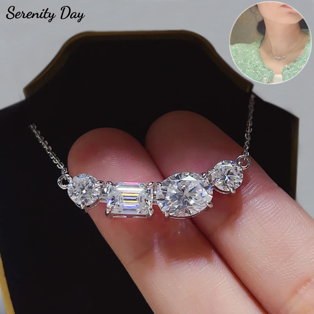 Serenity 5cttw D Color Moissanite Pendant Necklace for Women 100% S925 Sterling Silver Plated 18K Lab Diamond Neck Chain Jewelry - Madeinsea©