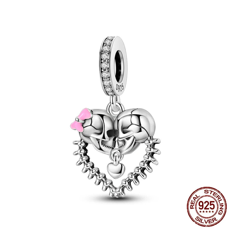 New 925 Sterling Silver Luminous Halloween Skull Witch Pumpkin Candy Charms Beads Fit 3mm Original Bracelets Party Jewelry